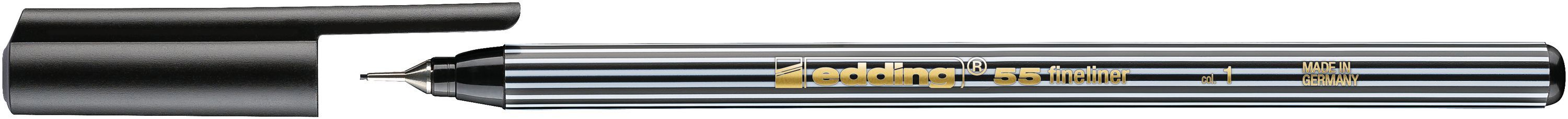 Edding Fineliner 55 - Zwart, Wit - 1 stuk