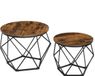 Vasagle Vasagel Ronde salontafels, set van 2 bijzettafels, moderne stijl, afneembaar tafelblad, stalen frame, voor woonkamer, bruin