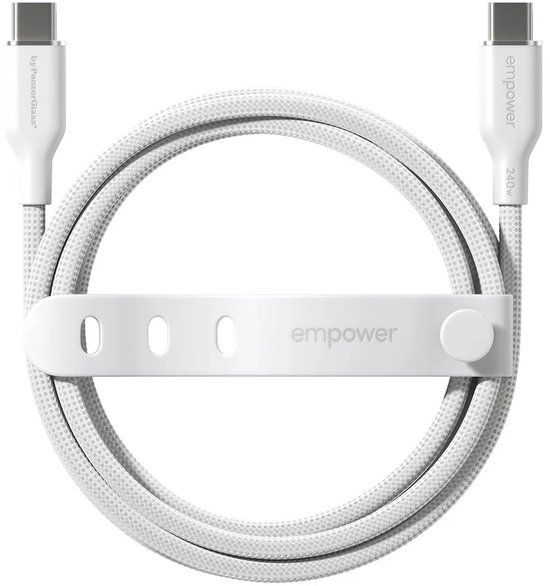 Empower by PanzerGlass Racing USB-C naar USB-C Oplaadkabel - 240W - 2 meter - Zilver
