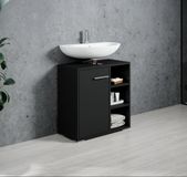 Badplaats Wastafelkast Neptunus 60 x 28 x 60 cm – Mat zwart – Badkamerkast – Staand Wastafelmeubel