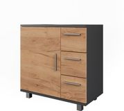 Vicco Ilias Wastafelonderbouw – 60 x 60.8 cm met deur en 3 laden Antraciet/gouden eik
