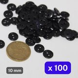 100 Zwarte Nylon Knopen - 10mm - 2 Gaats