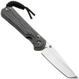 Chris Reeve Small Sebenza 31 S31-1229, Stonewashed CPM MagnaCut Tanto, Sandblasted Titanium, Black Canvas Micarta Inlay, linkshandig zakmes