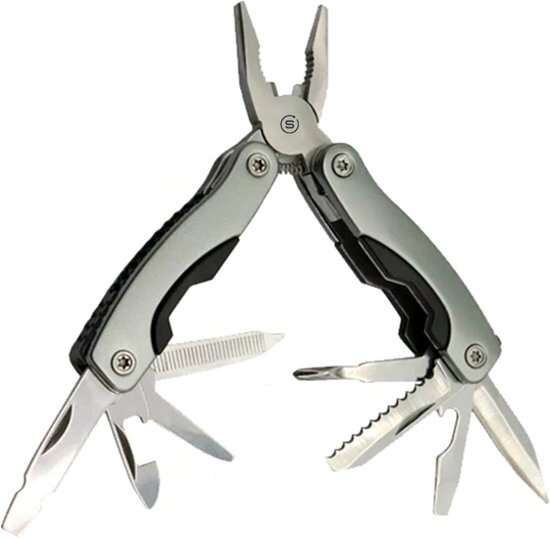 Strex 14-in-1 RVS Multitool Zakmes Complete Survival Mes Tool Outdoor Minitool Opbergzak