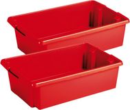 Sunware Nesta Boîte de rangement - 2x - Plastique - 30 Litres - Rouge - Empilable