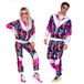 Widmann - Jaren 80-kostuum - discotrainingspak met UV-licht, jas en broek, joggingpak, retrostijl, badkamer, carnaval, Meerkleurig