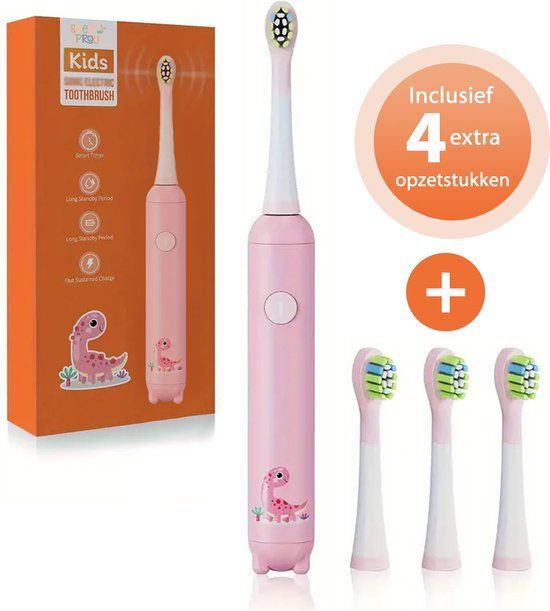 Sweet Sprout - Sonische Elektrische Tandenborstel voor Kinderen - Roze - 0-4 jaar - Incl. 3 Opzetstukken