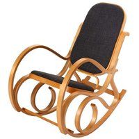 Schommelstoel M41, schommelstoel TV fauteuil, massief hout ~ eiken look, stof/textiel antracietgrijs