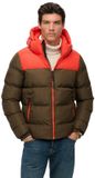 Superdry - Colourblock Gewatteerde Jas Met Capuchon - Heren - Slate Brown