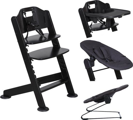Novi at Home Novi Baby 1-2 Grow Kinderstoel - Verstelbaar - Inclusief Accessoires - Zwart