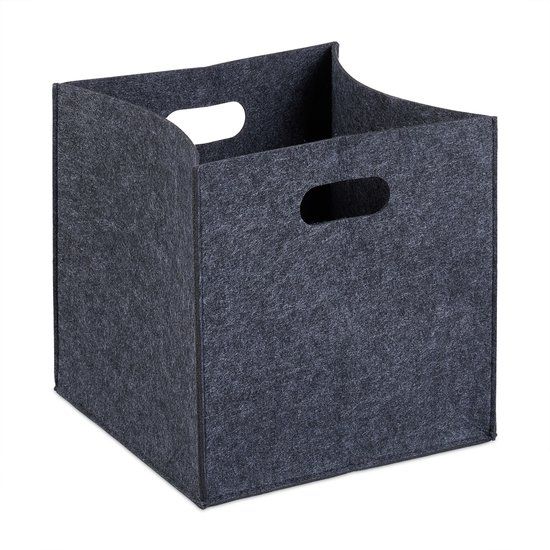 Relaxdays Opbergmand - Vilt - Vierkant - 30x30x30cm - Antraciet