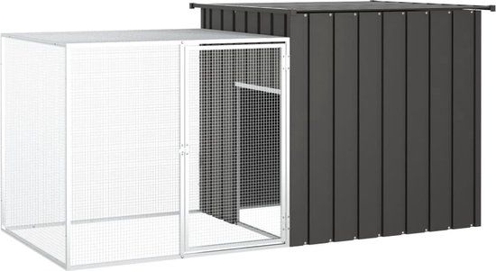 vidaXL Konijnenhok - 200x91x100 cm - gegalvaniseerd staal - antracietkleurig