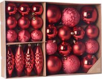 Merkloos / Sans marque Bellatio Decorations Kerstballen - 31 stuks - rood - kunststof - mix