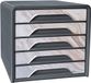 CEP Armoire de classement Module organisateur 5 tiroirs Rangement documents Bureau Smoove Minéral Gris Tempête Impression marbre Rose