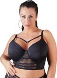Cottelli Plus Size – Longline Beha met Licht Gevoerde Cups en Kanten Onderbuste – Maat 85E – Zwart