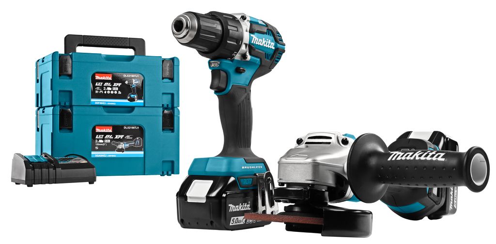 Makita DLX2190TJ1 - 18V Combiset boren, schroeven en slijpen