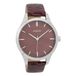 OOZOO Timepieces - Zilverkleurige horloge met bordeaux rode leren band - C9722