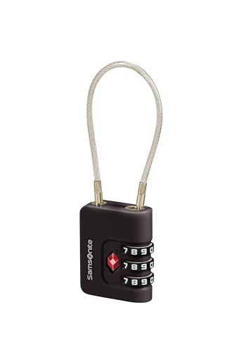 Samsonite TA Revolution - TSA Kabelslot met 3-Cijfer Combinatie, Veilig Bagageslot voor Koffers & Tassen, Zwart
