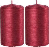 Enlightening Candles Cilinderkaars/stompkaars - 2x - rood - 6 x 10 cm - 25 branduren