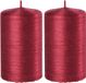 Enlightening Candles Cilinderkaars/stompkaars - 2x - rood - 6 x 10 cm - 25 branduren