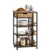 SoBuy Chariot de cuisine avec roulettes freinées, 1 tiroir et 3 étagères, 50x87x37cm | Chariot de service avec plateau et étagère latérale, capacité de charge de 45 kg, vintage, MDF/acier, pour cuisine et salon et salle à manger, FKW99-N