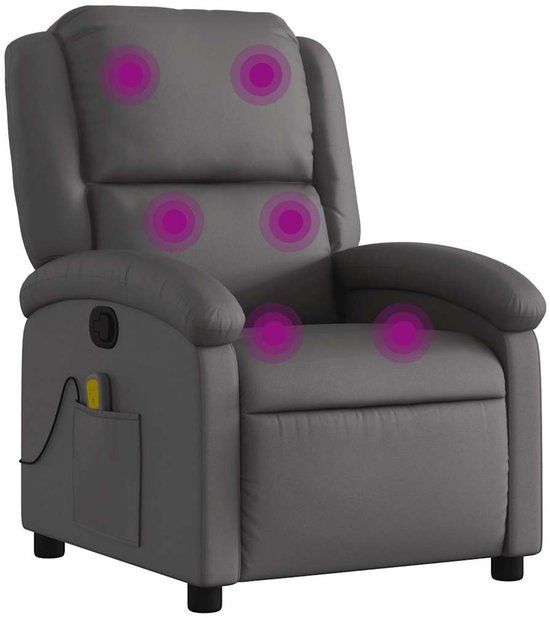 vidaXL Massagestoel Echt Leer Grijs