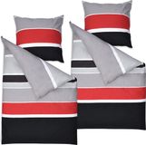 Merkloos / Sans marque Wan GmbH Dekbedovertrek 135x200 cm Katoen Grijs/Rood/Wit/Zwart