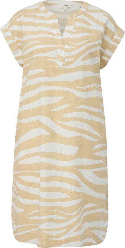s.Oliver Women's Dress - 81A0 BROWN - Size 36 - Cotton - Long Sleeve - Round Neck