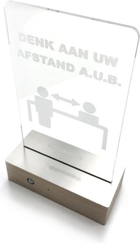 Care-control.nl Safe Distance Desk Stand - Corona / COVID-19 - Slimme Afstandsmeter - Natuurhout Motief