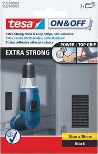 Tesa Klittenbandsluiting Extra Sterk Zwart - 10 x 5 cm - 2 stuks