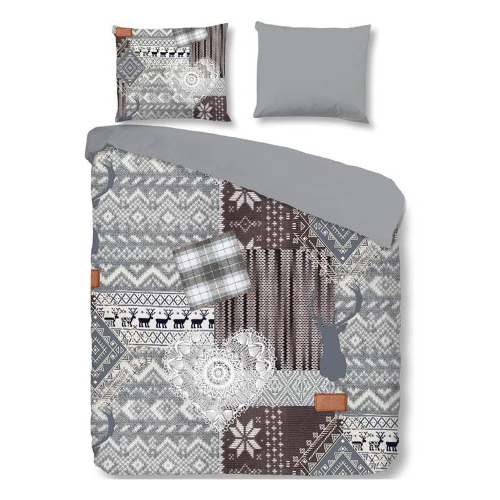 Good Morning Dasher Flanel Dekbedovertrek - Grijs - 140x200/220 cm