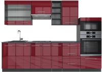 Vicco Fame-Line Complete keukeneenheid – 280 cm, WB Antraciet Bordeaux hoogglans/antraciet