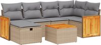 vidaXL 7-delige Loungeset met kussens Poly Rattan Gemengd Beige