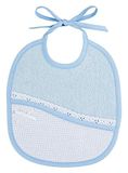Filet Filet - Ovaal slabbetje van zachte katoenen badstof, met tas van Aida-stof voor borduurwerk en details van kant, kleur blauw