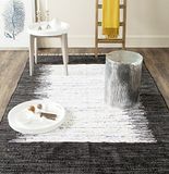 SAFAVIEH Montauk MTK711 modern tapijt, rechthoekig, plat weefsel, voor woonkamer, slaapkamer of elk interieur, ivoorkleurig / zwart, 122 x 183 cm