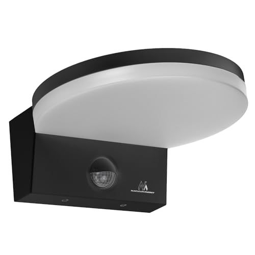 Maclean MCE344 LED wandlamp met PIR bewegingssensor en schemersensor 15W 1560lm wandlamp IP65 waterdichte buitenlamp 4000K Neutraal wit Voor binnen en buiten (Zwart)