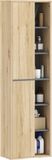 Khaki Meuble de salle de bain - Meuble mural - Armoire haute - Étagères ouvertes - Deux portes - Dimensions 40 x 24 x 141,5 cm