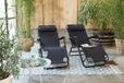 909 Chaise longue de jardin - Pliable - Set 2 - Réglable - Polyester et métal - Noir