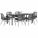 vidaXL Ensemble de jardin 7 pièces avec coussins, polyrotin, verre, noir