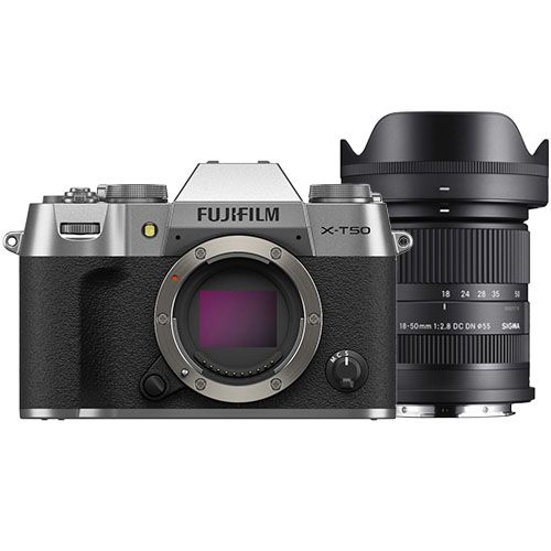 Fujifilm X-T50 Charcoal Silver + Sigma 18-50mm F/2.8 DC DN Contemporary Fujifilm X Lens Bundle