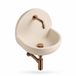 Saniclass Fuente fonteinset – halfrond – 46.5x35x43.2 cm – solid surface crème – geborsteld koperen kraan