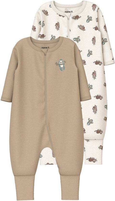 NAME IT Baby Pyjama NBNNIGHTSUIT 2P ZIP FF SLOTH NOOS Unisex Dierenprint Jet Stream 80