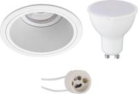 BES LED GU10 Inbouwspot Set - Mat Wit - Rond - Verdiept - 4W - Warm Wit 3000K - Ø90mm