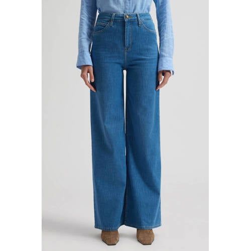 Lee High Waist Wide Leg Jeans Medium Blue Denim