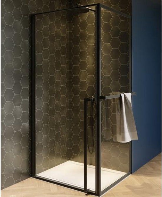 Riho Lucid GD201 Douchecabine - 100x80x200cm - Rechthoek - Helder glas - Mat zwart