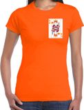 Bellatio Decorations Koningsdag T-shirt voor dames - kaarten koning - oranje - katoen - S