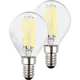 BRILONER - Set van 2 gloeidraad LED lamp E14 druppel, EEK A, 4W 840 lm, warm wit licht, LED lamp verlichting binnen, gloeilamp equivalent