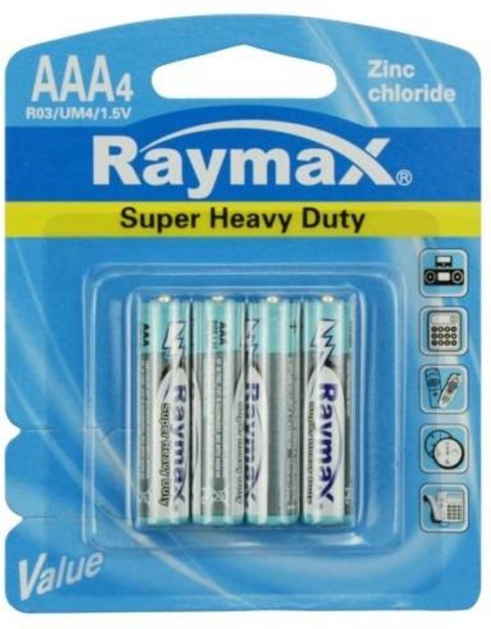 Raymax AAA Batterijen - LR03 - Zink - 4 Stuks