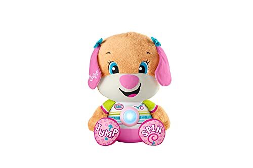 Fisher-Price HCJ37?? Lach & Learn So Big Sis - UK Engelse editie, groot muzikaal pluche puppyspeelgoed met leerinhoud voor zuigelingen en peuters, veelkleurig, 40,0 cm* 17,5 cm* 22,0 cm