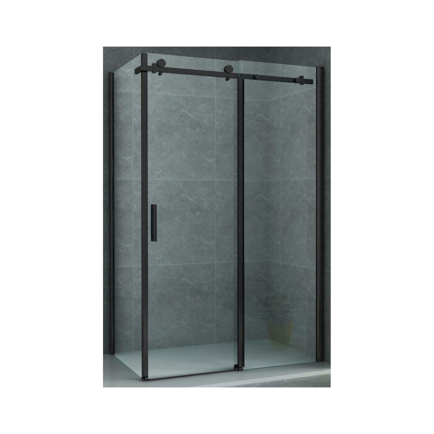 Boss & Wessing Rocta Douchecabine Schuifdeur incl. Zijwand 8 mm Glas Mat Zwart (Alle Maten)